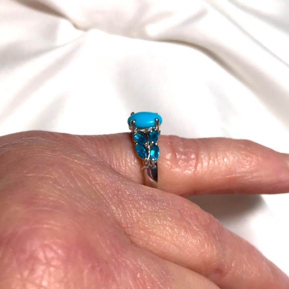 Real Sleeping Beauty w/ Paraiba colored Apatite Sz 5 - Picture 8 of 9